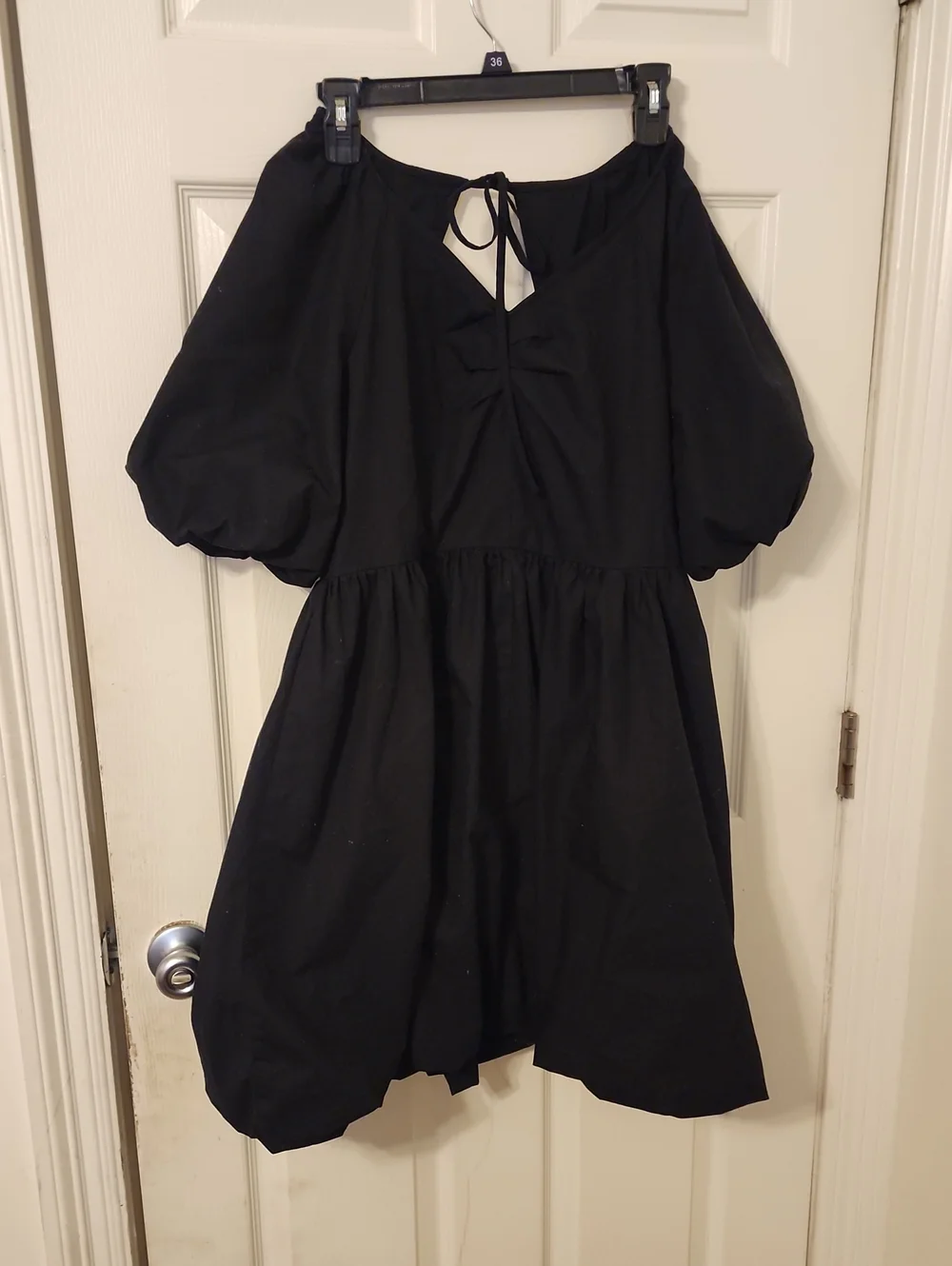 Macy's Black Puff-Sleeve Tie-Back Kids Dress
